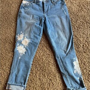 Women's Blue Embroidered Jeans